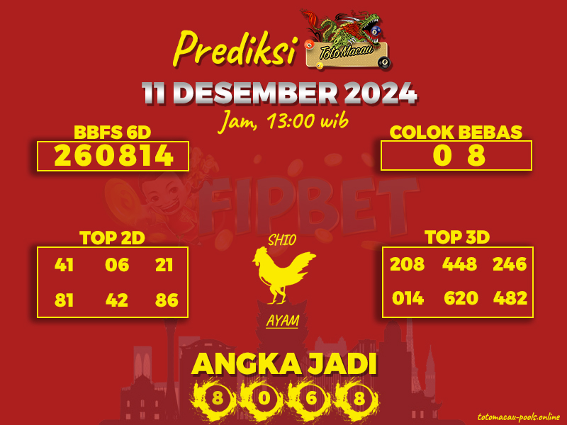 PREDIKSI MACAU TOTO 11 DESEMBER 2024 KELUARAN JAM 13:00 WIB