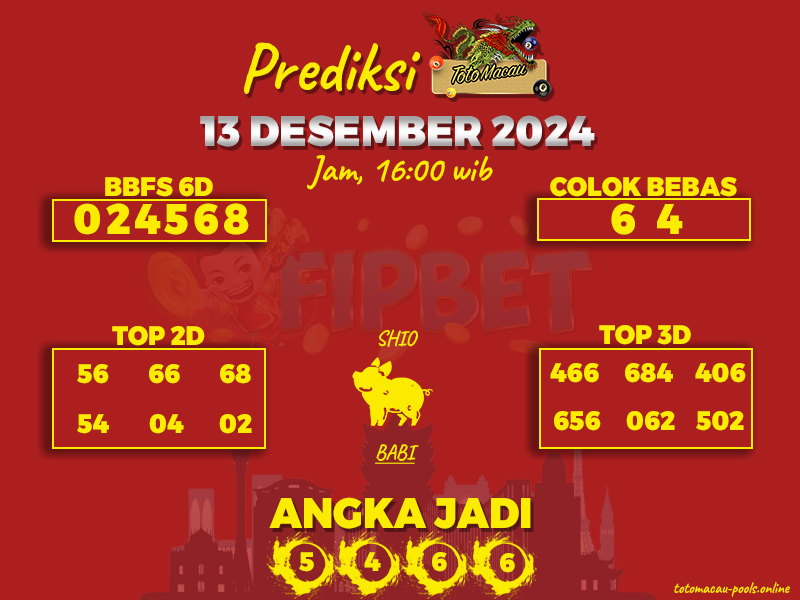 PREDIKSI MACAU TOTO 13 DESEMBER 2024 JAM 16:00 WIB