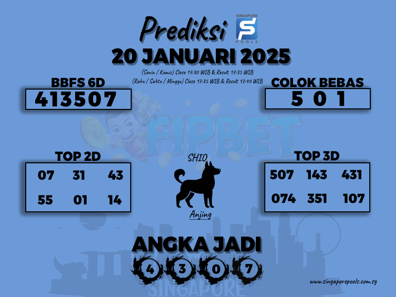 SINGAPORE POOLS 20 JANUARI