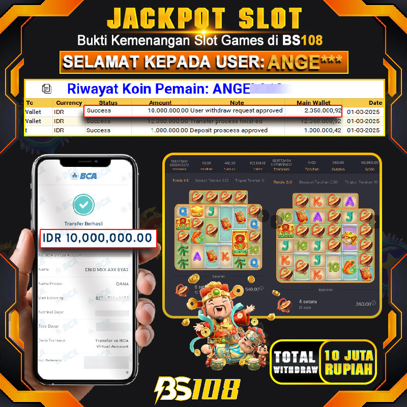 BS108 JACKPOT SLOT FORTUNE GODS POCKET GAME SOFT